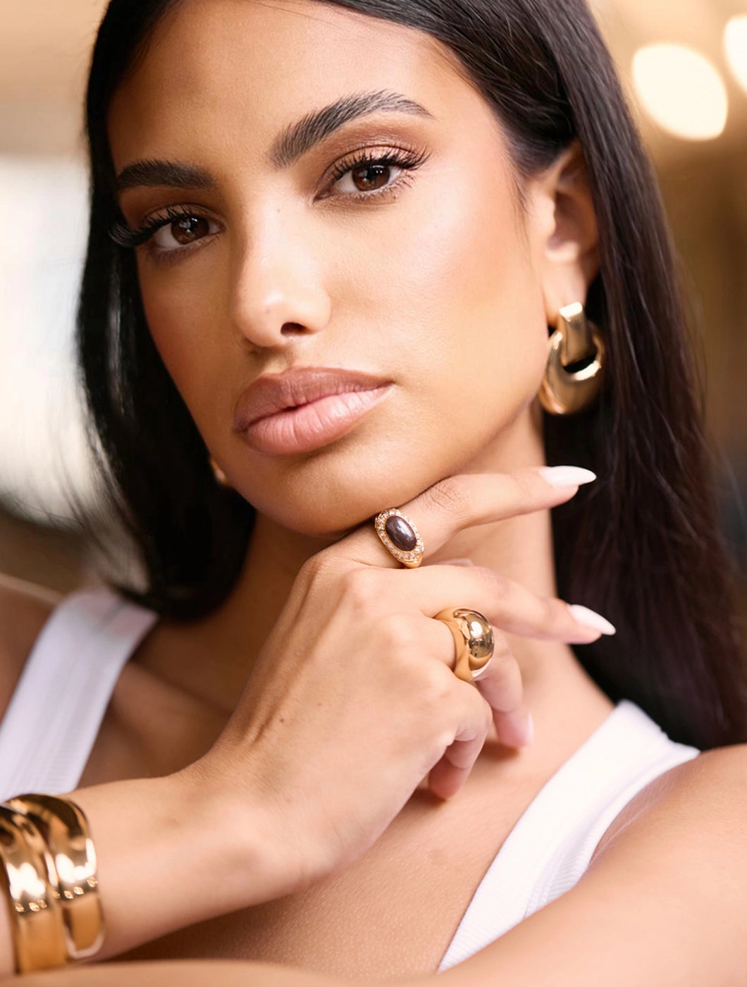 Bague dome pierre marron Espresso Maison Doree