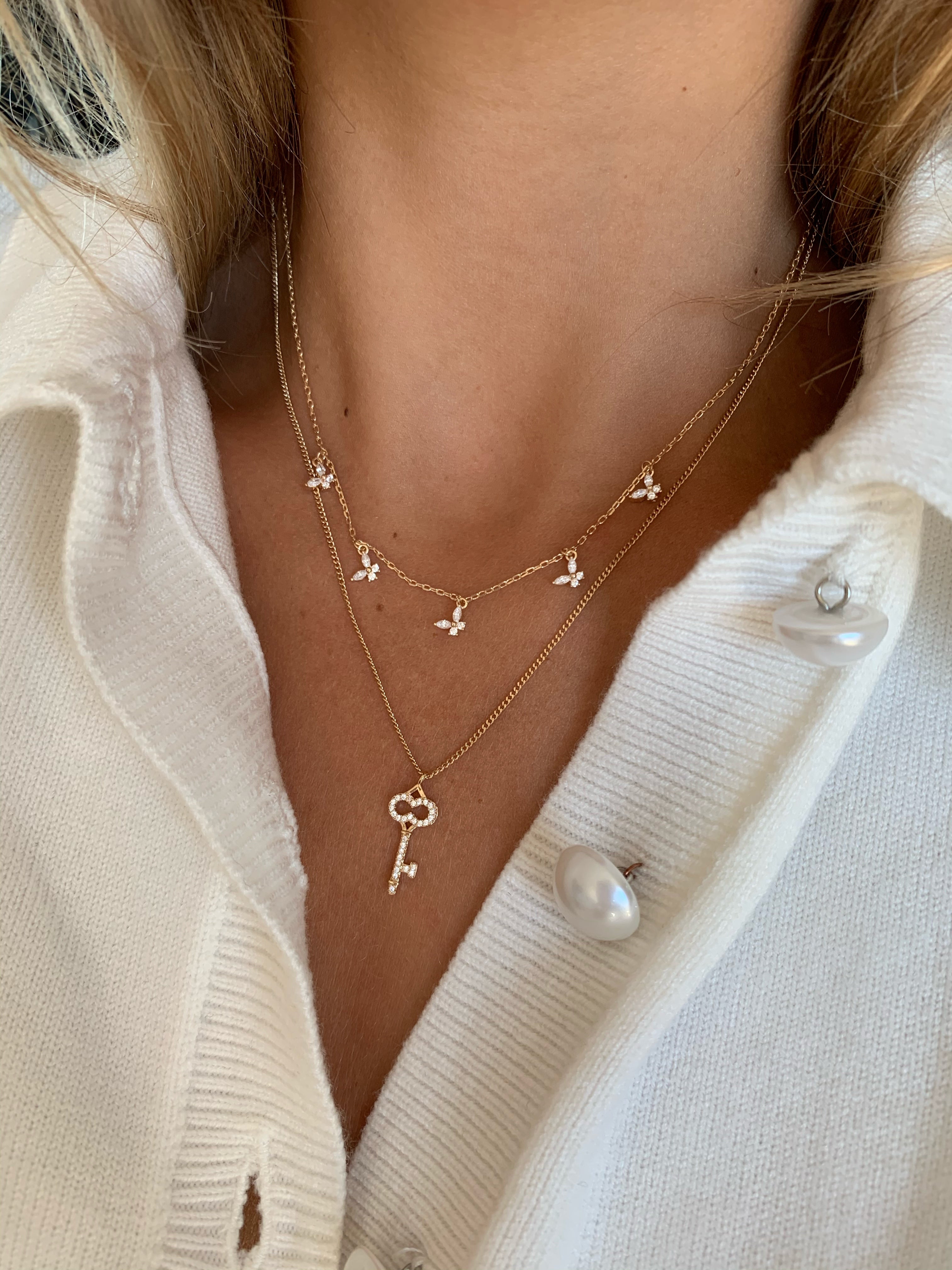 White stone butterfly necklace Fly Necklace Maison Doree